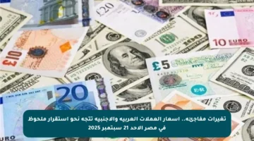 تغيرات مفاجئة.. أسعار العملات العربية والأجنبية تتجه نحو استقرار ملحوظ في مصر الأحد 21 سبتمبر 2025